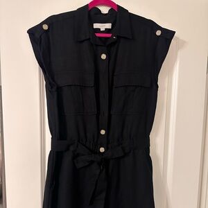 LOFT Black Short Romper with Button Accents